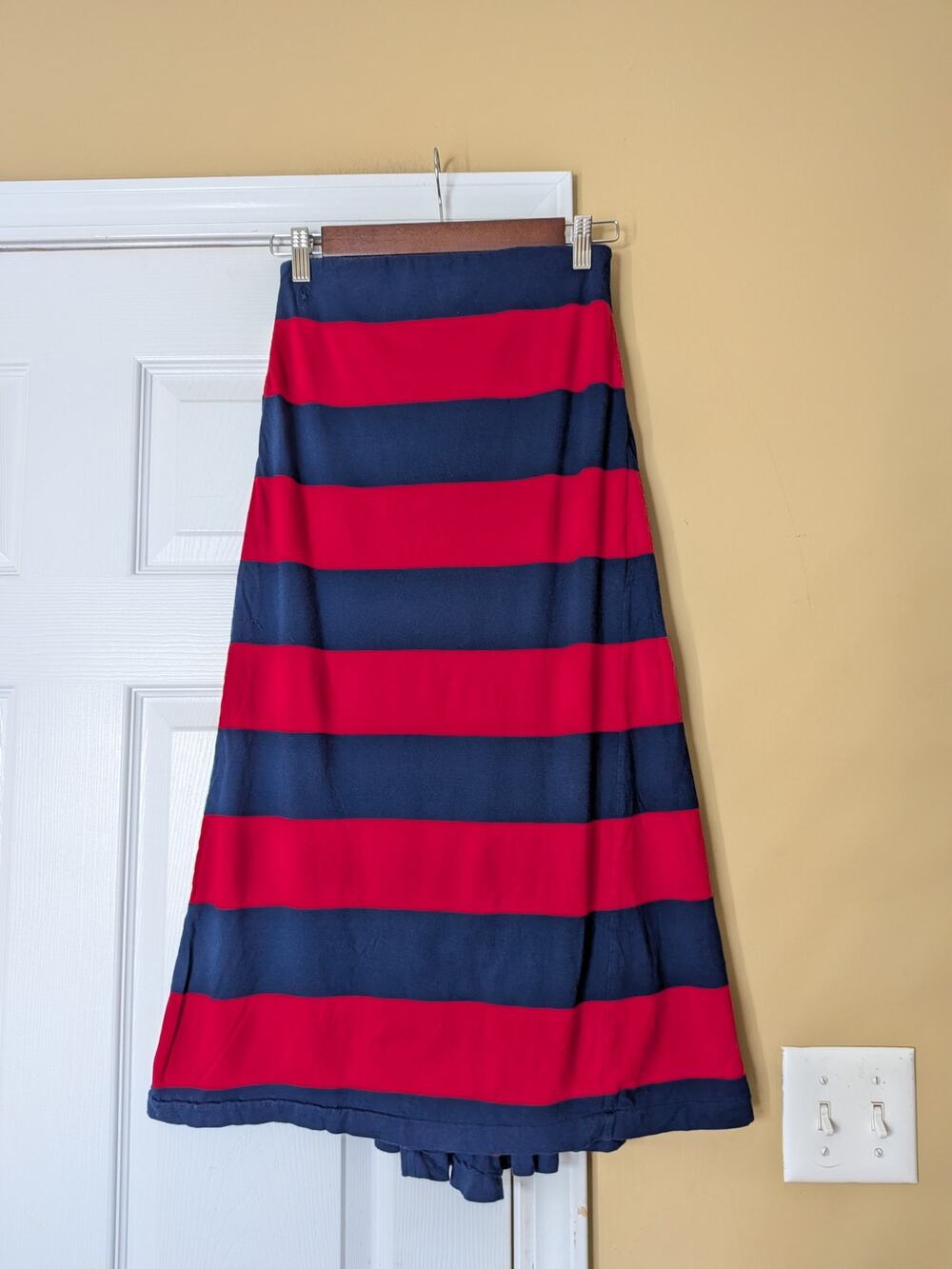 Polo by Ralph Lauren Red and Navy Striped Fit-and-Flare Mini Skirt